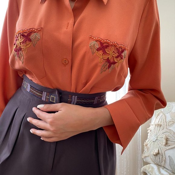 SOLD Kathy Che Flower Pocket Top (vintage) - Picture 5 of 8